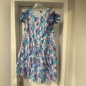 SHEIN Colorful Feather Print Dress